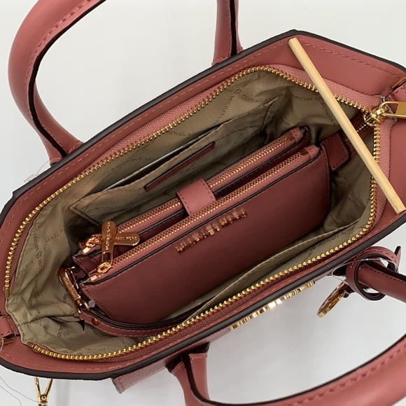 MICHAEL KORS AVRIL SMALL TOP ZIP SATCHEL & LARGE DOUBLE ZIP WRISTLET WALLET - Picture 5 of 16